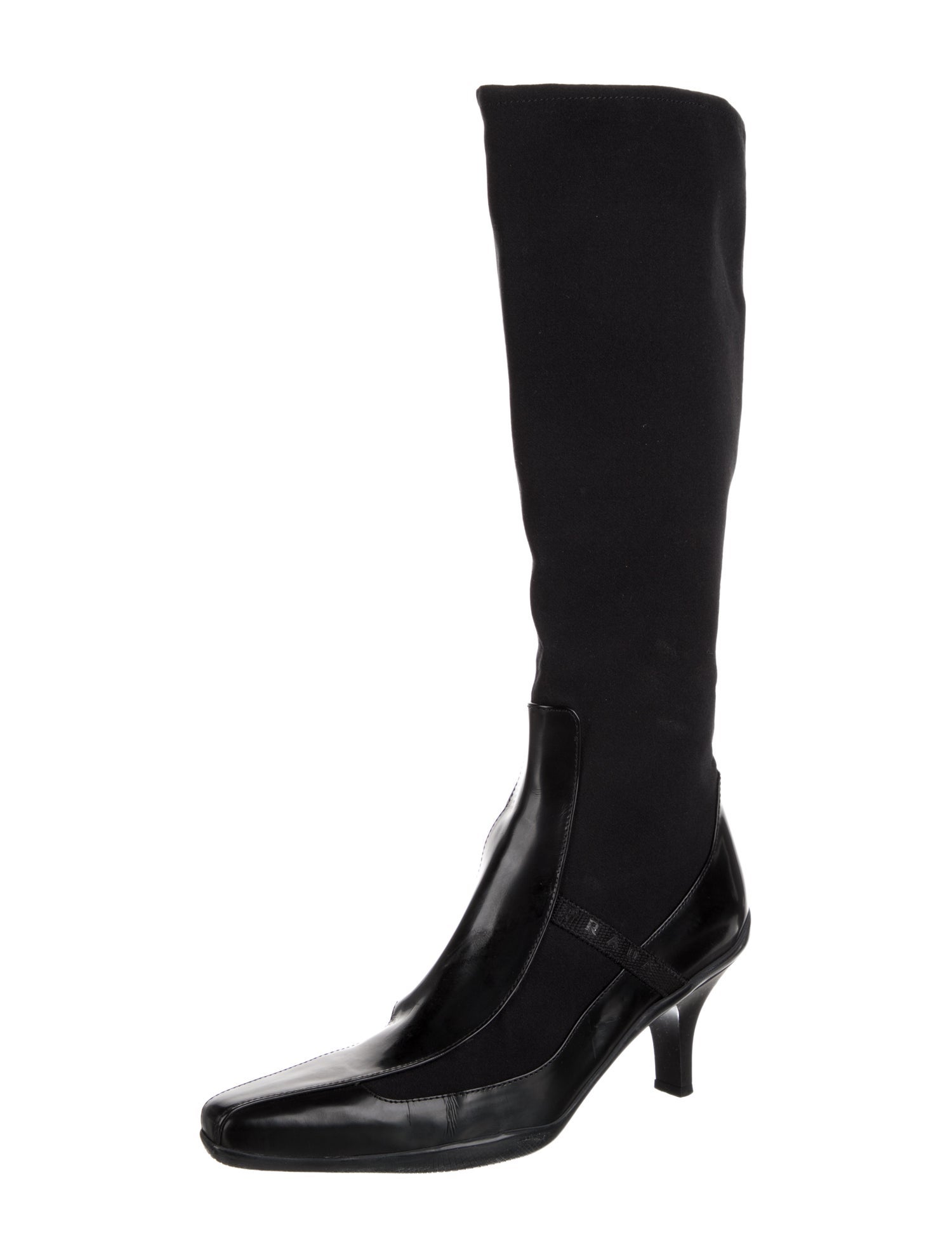 Prada Leather Trim Embellishment Rain Boots