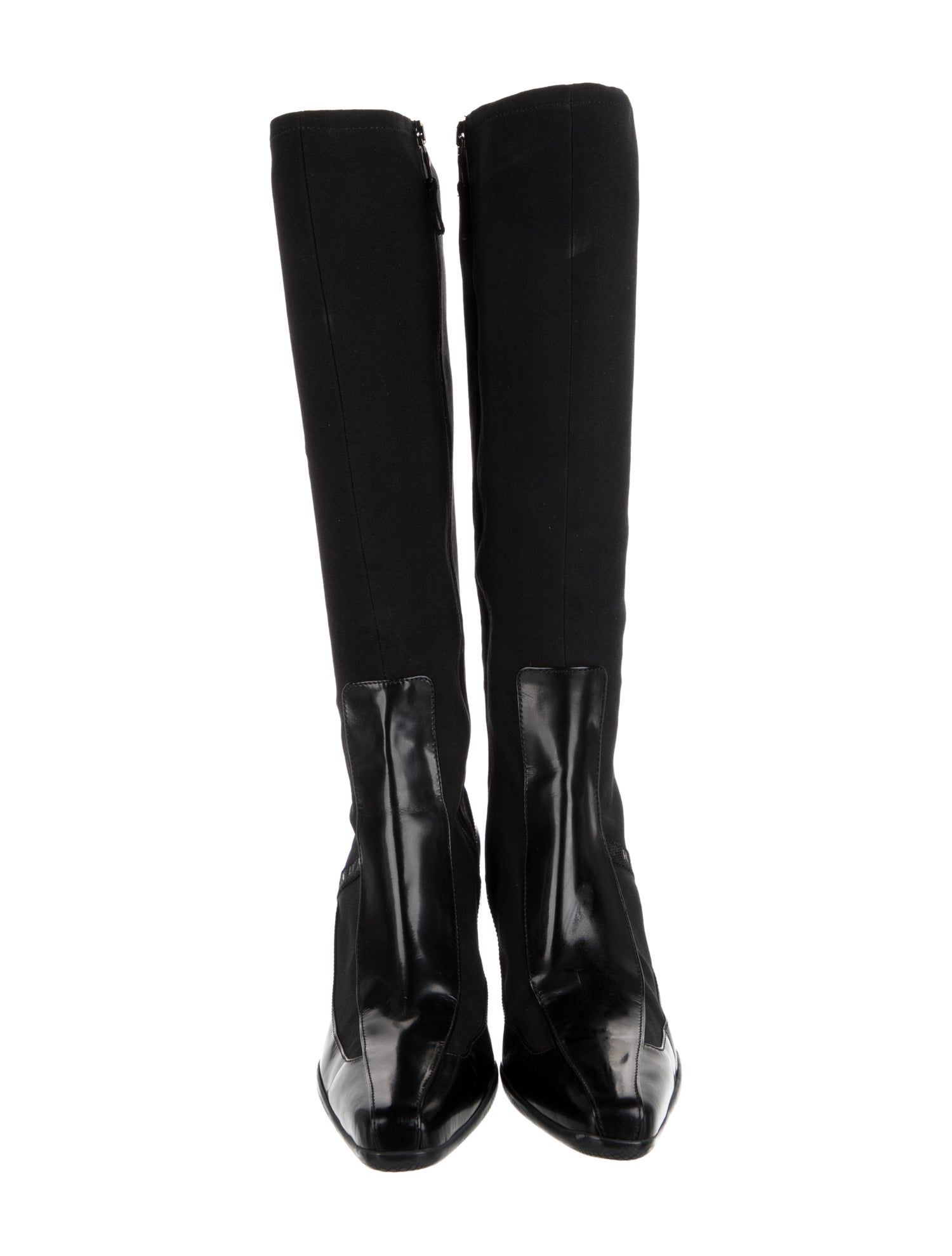 Prada Leather Trim Embellishment Rain Boots