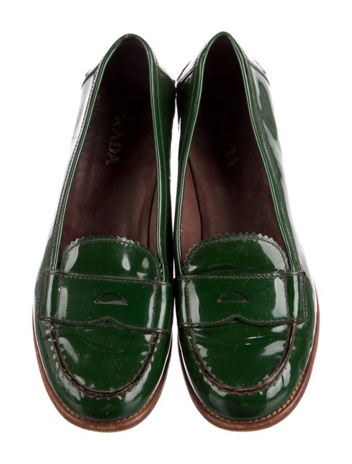 Prada Patent Leather Scalloped Accent Loafers