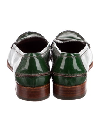 Prada Patent Leather Scalloped Accent Loafers
