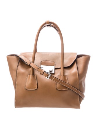 Prada Enameled Metal Triangle Galleria Double Zip