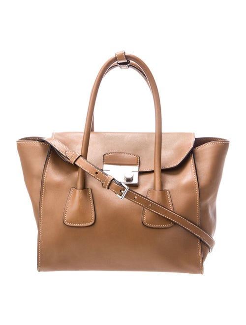 Prada Enameled Metal Triangle Galleria Double Zip