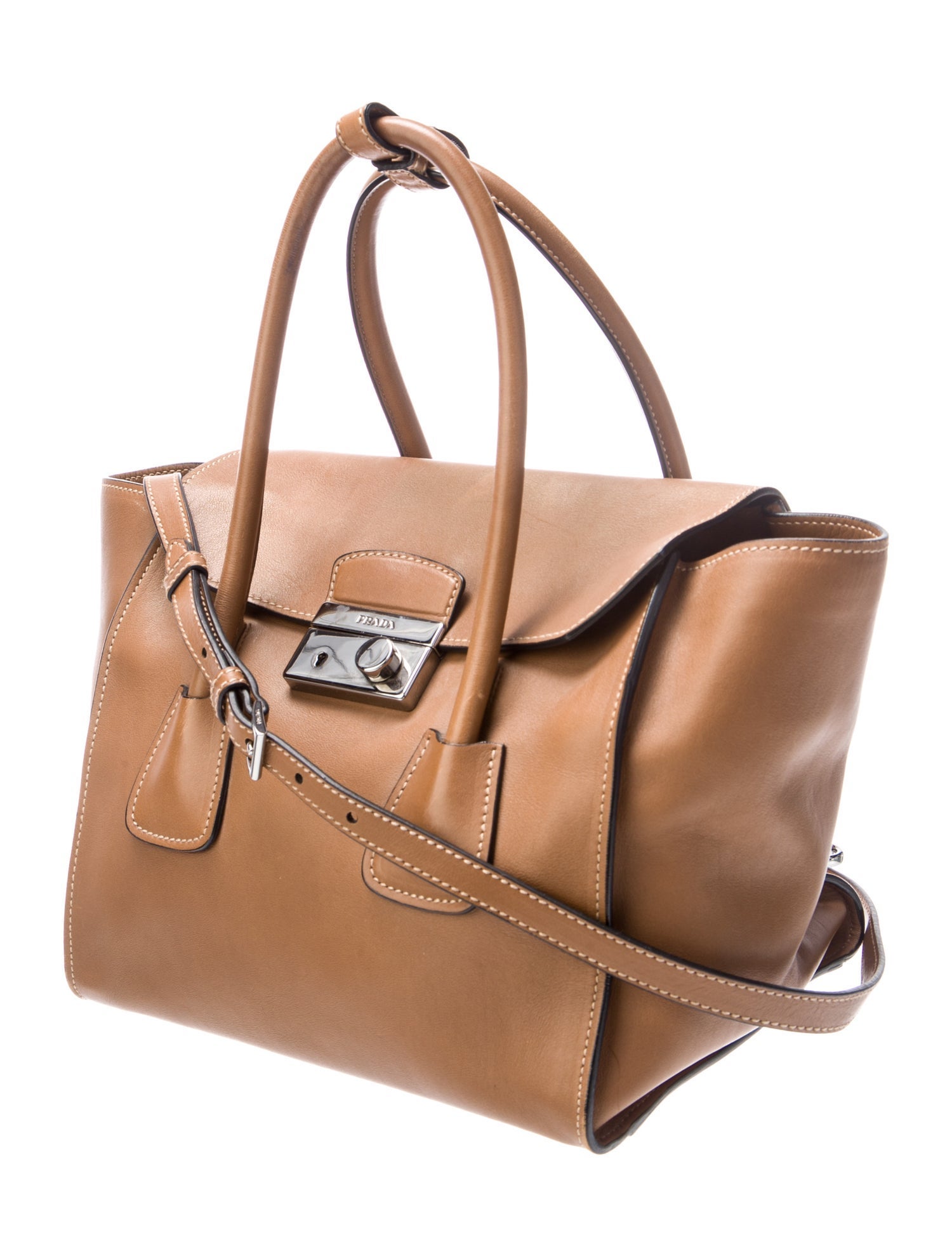 Prada Enameled Metal Triangle Galleria Double Zip