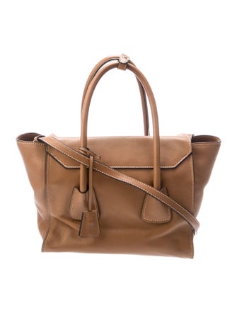 Prada Enameled Metal Triangle Galleria Double Zip