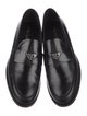 Prada Enameled Metal Triangle Leather Dress Loafers