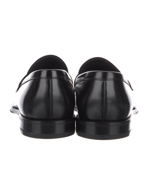 Prada Enameled Metal Triangle Leather Dress Loafers
