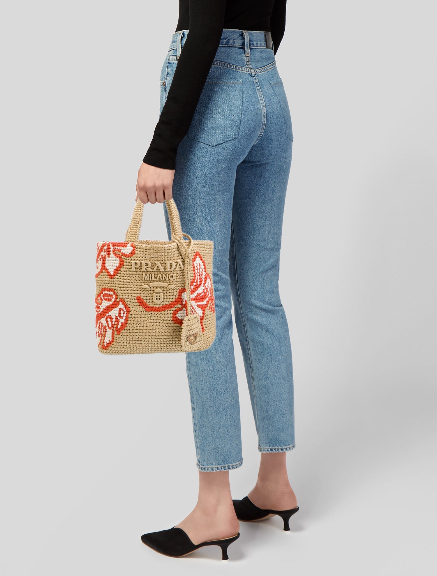 Prada Raffia Top Handle Bag