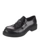 Prada Enameled Metal Triangle Leather Dress Loafers