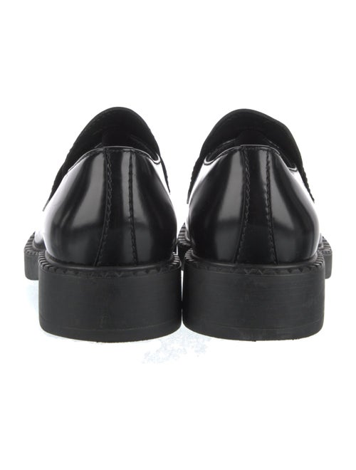 Prada Enameled Metal Triangle Leather Dress Loafers