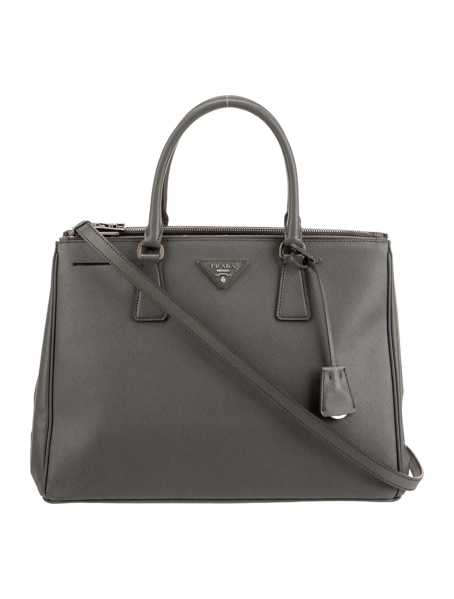 Prada Enameled Metal Triangle Top Handle Bag