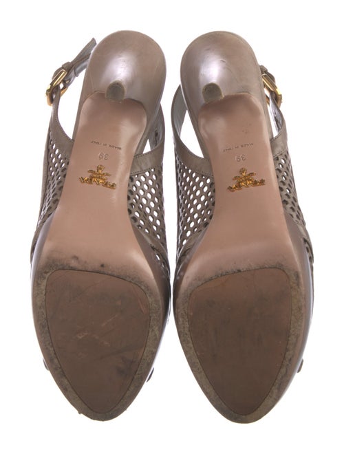 Prada Leather Lasercut Accents Slingback Sandals