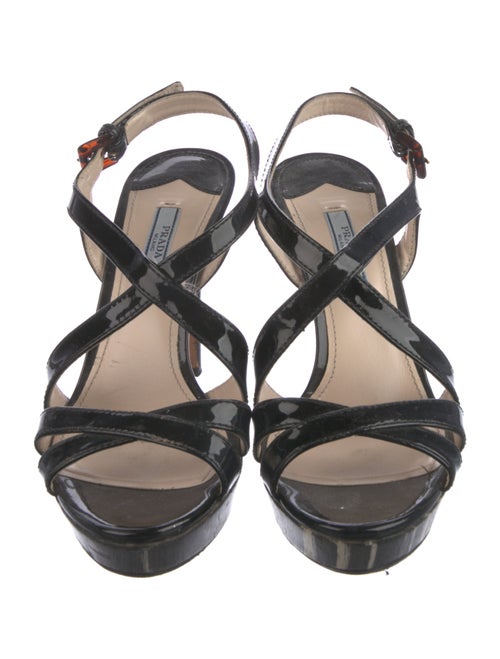 Prada Patent Leather Slingback Sandals