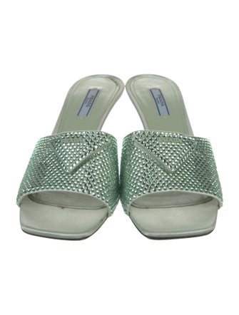 Prada Satin Crystal Embellishments Slides
