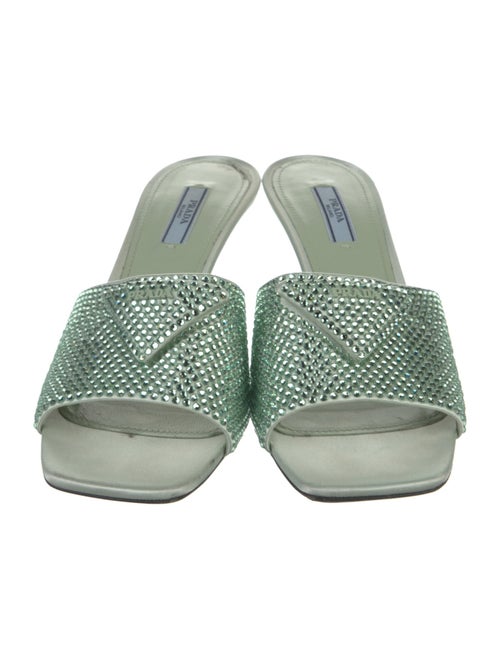 Prada Satin Crystal Embellishments Slides