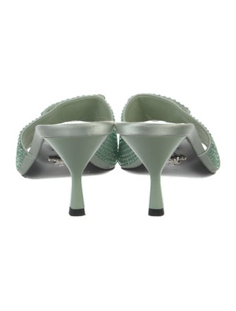 Prada Satin Crystal Embellishments Slides