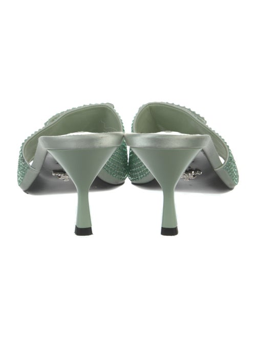 Prada Satin Crystal Embellishments Slides