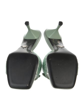 Prada Satin Crystal Embellishments Slides