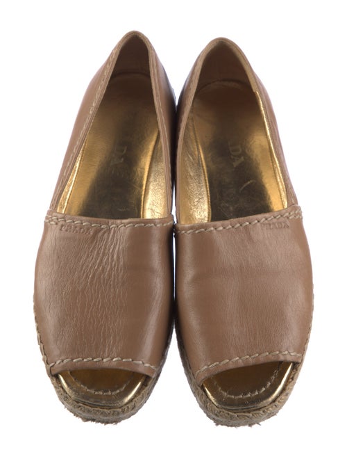 Prada Leather Whipstitch Trim Espadrilles