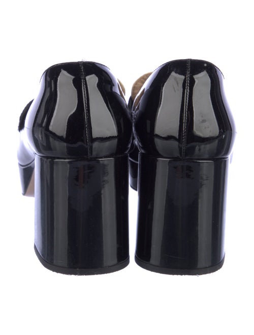 Prada Enameled Metal Triangle Patent Leather Pumps