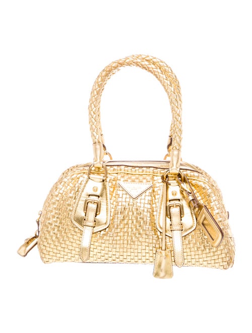 Prada Madras Leather Top Handle Bag