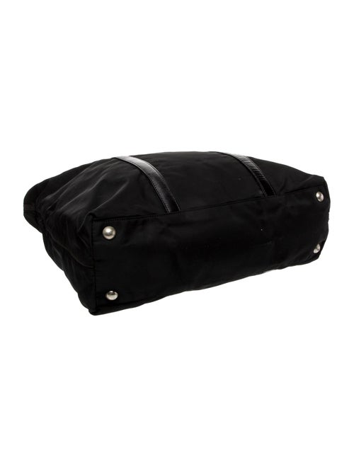 Prada Enameled Metal Triangle City Calf-Trimmed Tessuto