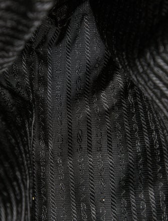 Prada Enameled Metal Triangle City Calf-Trimmed Tessuto