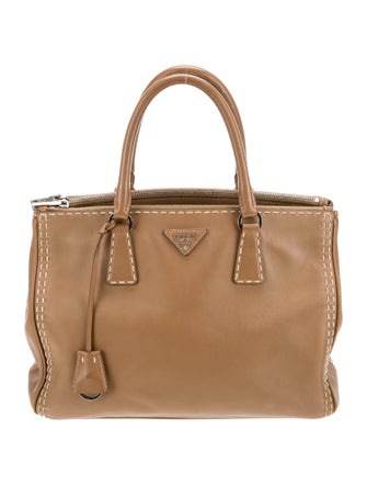 Prada Enameled Metal Triangle Galleria Double Zip Large