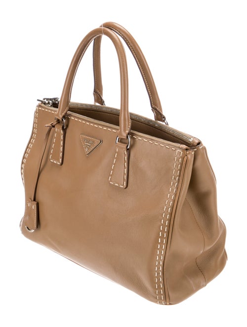 Prada Enameled Metal Triangle Galleria Double Zip Large