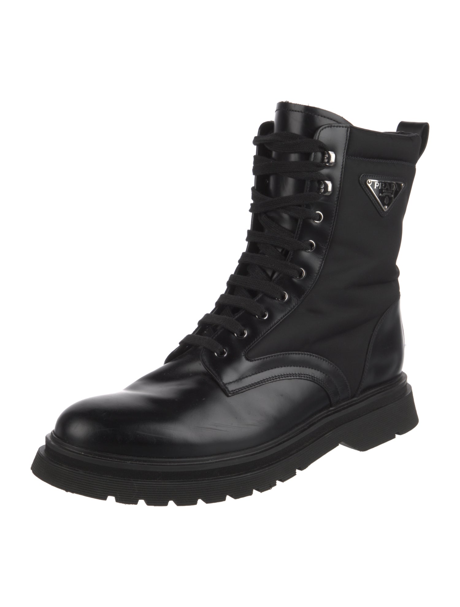 Prada Leather Combat Boots