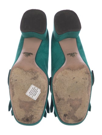 Prada Suede Fringe Trim Accent Pumps