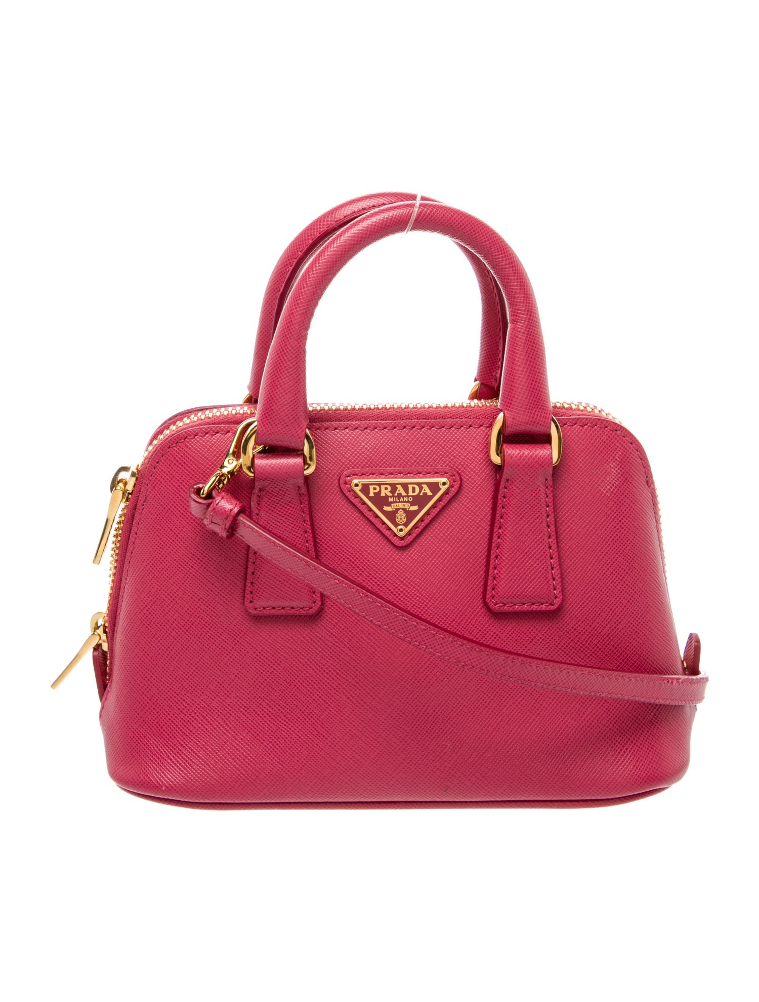 Prada Enameled Metal Triangle Promenade Mini