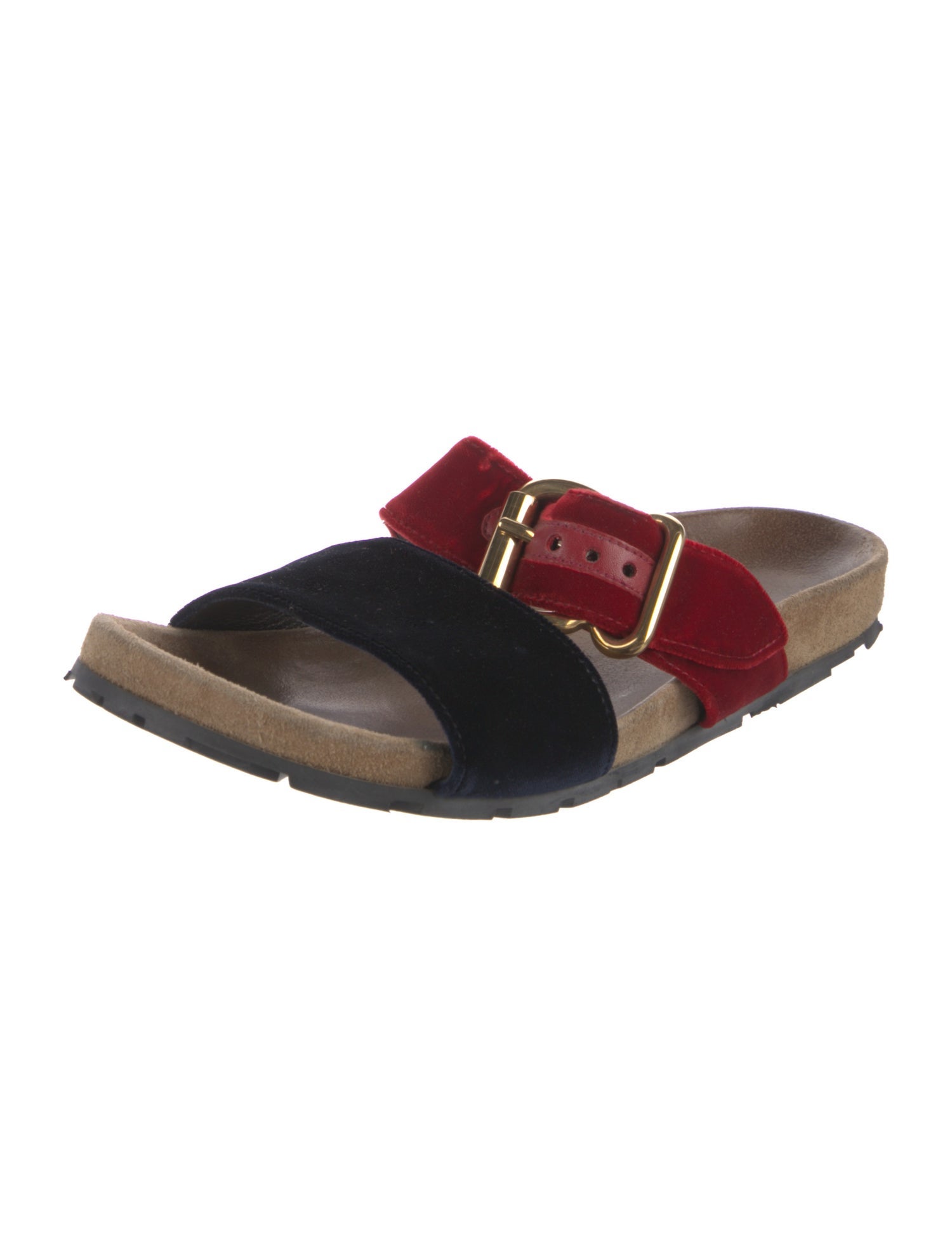 Prada Velvet Colorblock Pattern Slides