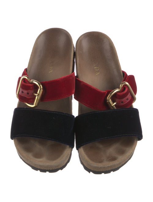 Prada Velvet Colorblock Pattern Slides
