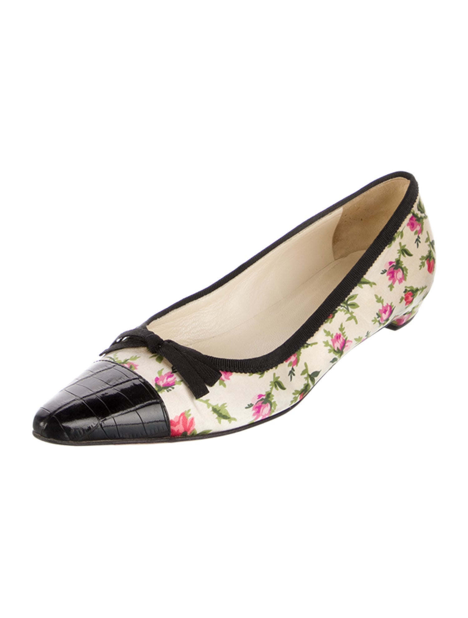 Prada Satin Floral Print Ballet Flats