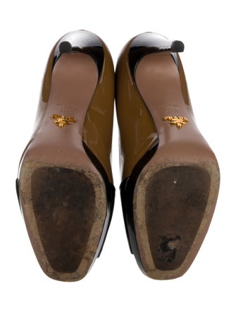 Prada Patent Leather Cutout Accent Pumps