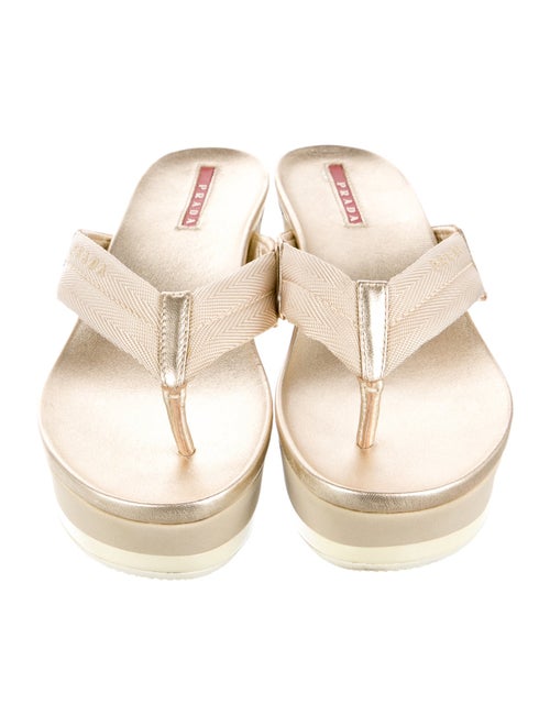 Prada Sport Leather Trim Embellishment Slingback Sandals