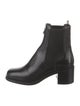 Prada Enameled Metal Triangle Leather Chelsea Boots