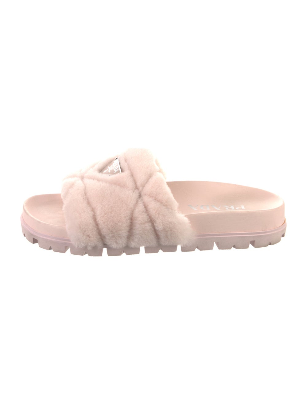 Prada Shearling Slides Pink Crossover Straps - image 1