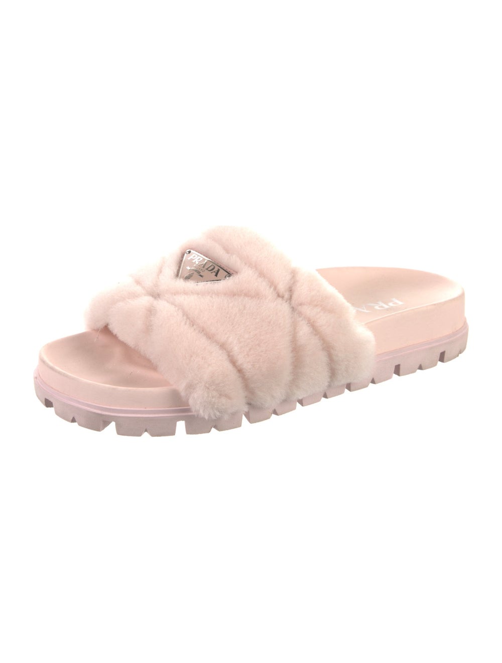 Prada Shearling Slides Pink Crossover Straps - image 2