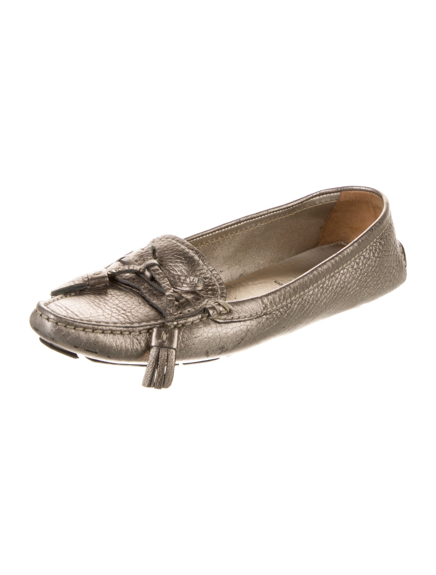 Prada Leather Tassel Accents Ballet Flats