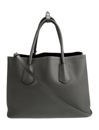 Prada Saffiano Cuir Leather Double Bag Medium