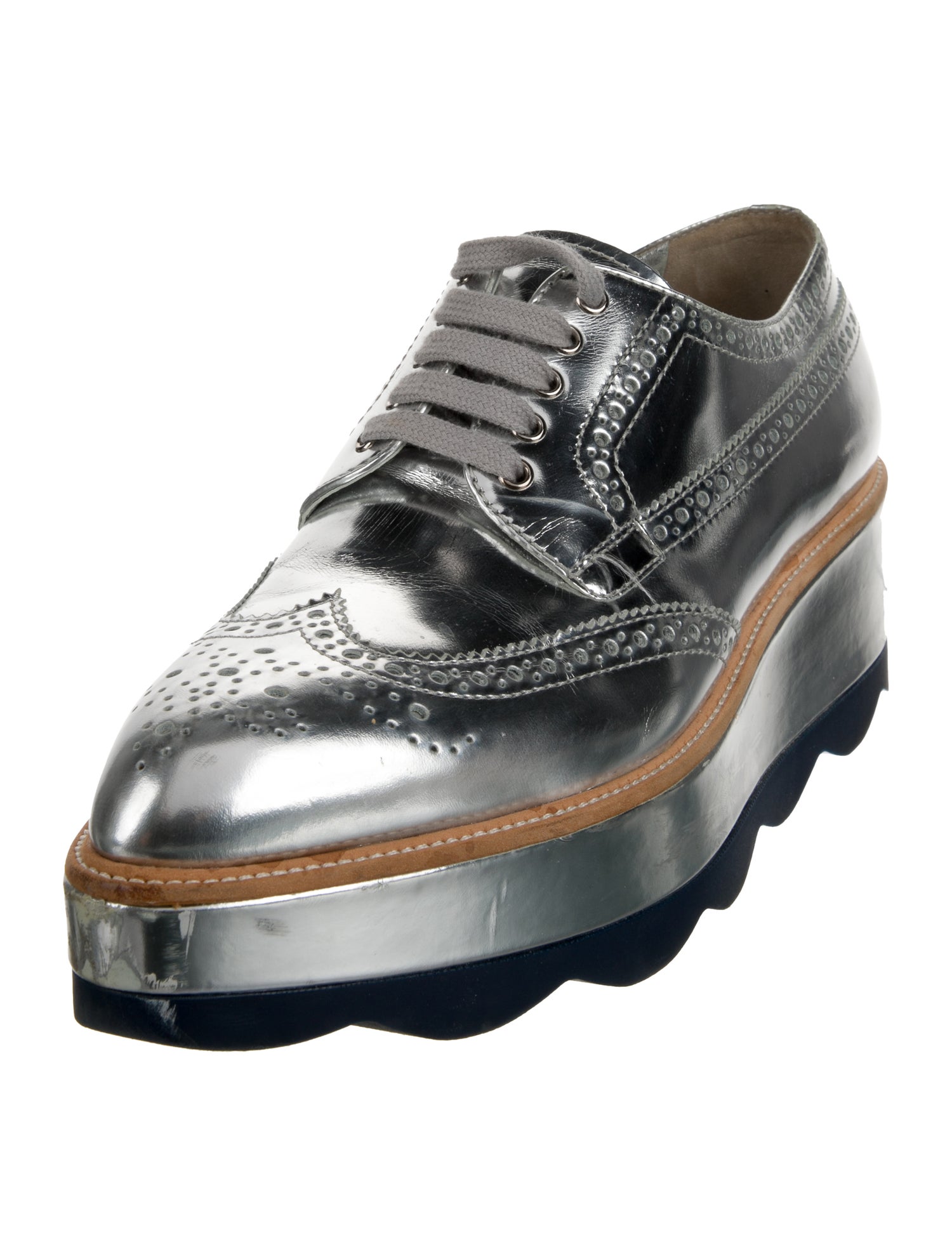 Prada Patent Leather Striped Oxfords