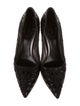 Prada Leather Embroidered Accent Pumps