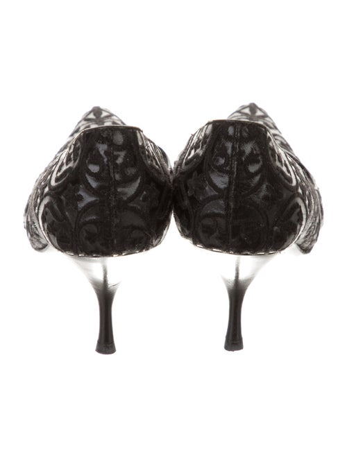 Prada Leather Embroidered Accent Pumps