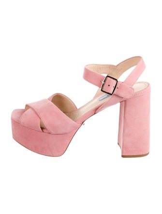 Prada Suede Cutout Accent Slingback Sandals