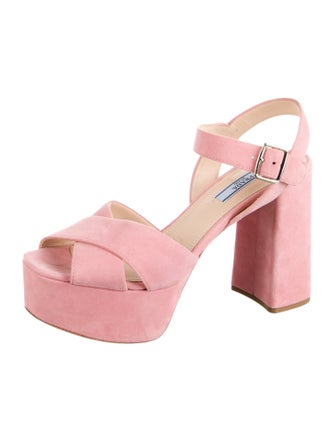 Prada Suede Cutout Accent Slingback Sandals