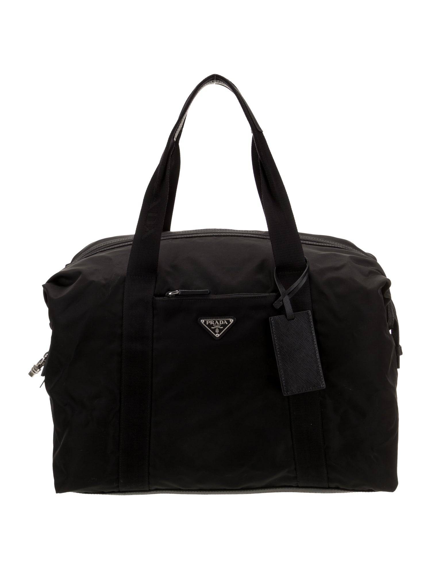 Prada Enameled Metal Triangle Top Handle Bag