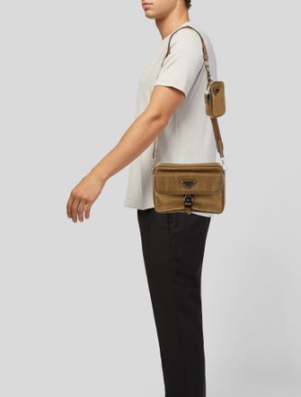 Prada Enameled Metal Triangle Messenger Bag