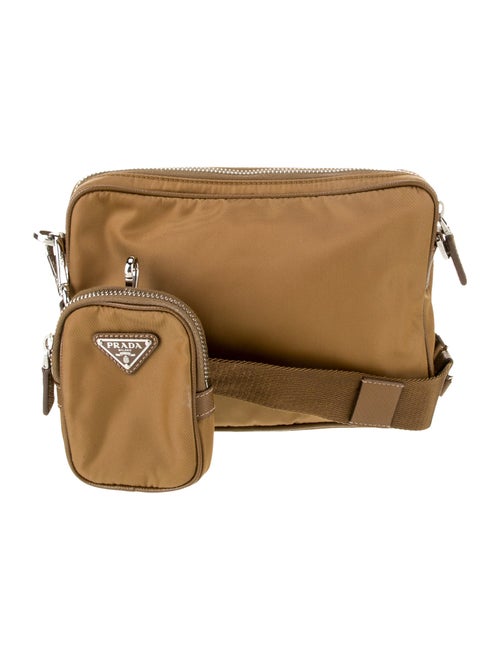 Prada Enameled Metal Triangle Messenger Bag