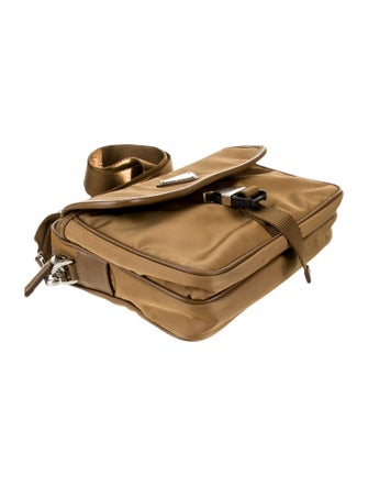 Prada Enameled Metal Triangle Messenger Bag